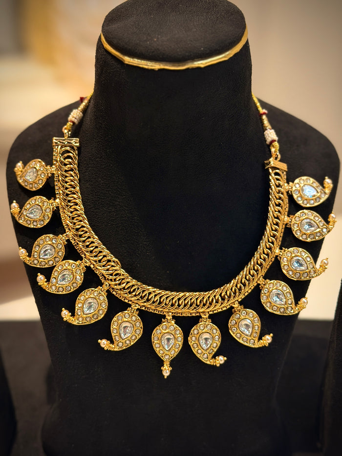 2 in 1 Reversible Jadau Mango Mala Necklace Set