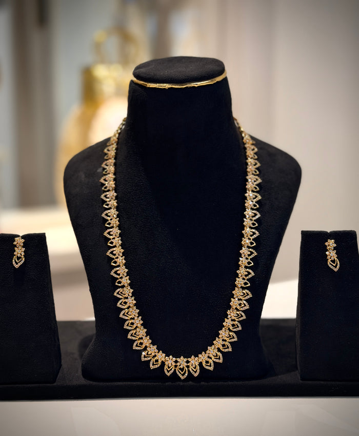 AD Floral Mango Long Necklace Set