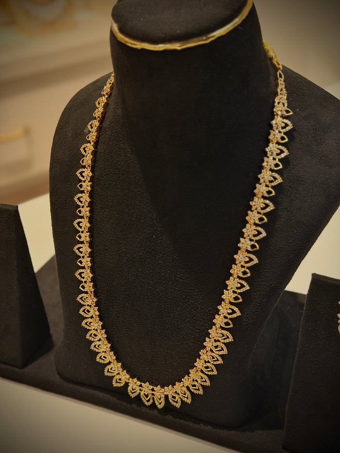 AD Floral Mango Long Necklace Set