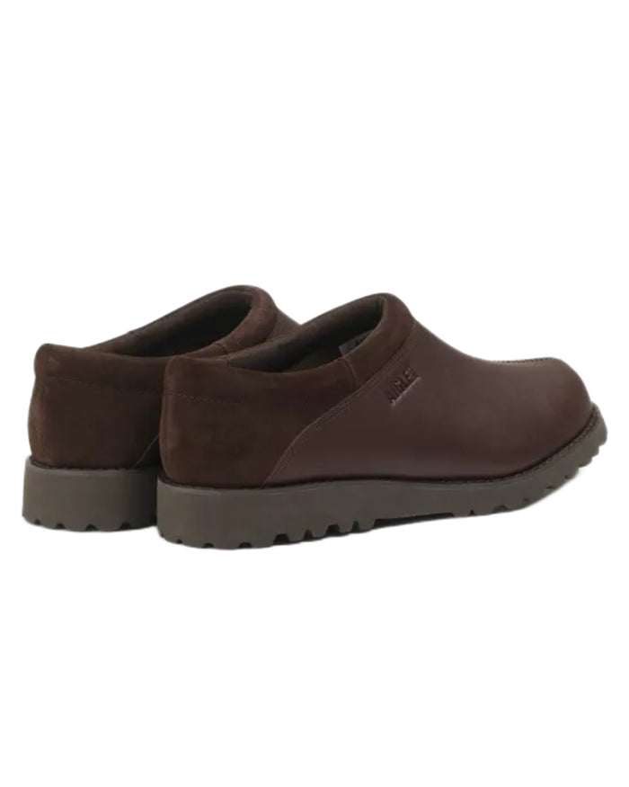 Dark Brown coloured Aigle Mens Basilo High Ultra Light Leather Clogs on white background #colour_dark-brown