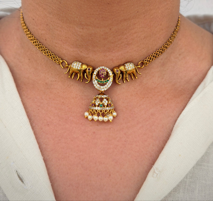 Antique Elephant Choker Necklace Set