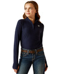 Navy Coloured Ariat Childrens Lowell 3.0 Quarter Zip Baselayer on white background #colour_navy