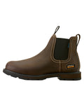 Dark Brown coloured Ariat Mens Groundbreaker Chelsea Waterproof Work Boots on white background #colour_dark-brown