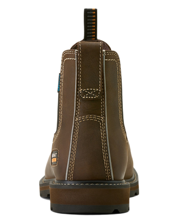 Dark Brown coloured Ariat Mens Groundbreaker Chelsea Waterproof Work Boots on white background #colour_dark-brown