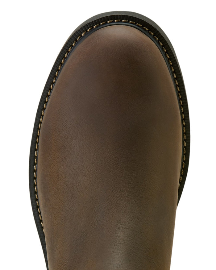 Dark Brown coloured Ariat Mens Groundbreaker Chelsea Waterproof Work Boots on white background #colour_dark-brown