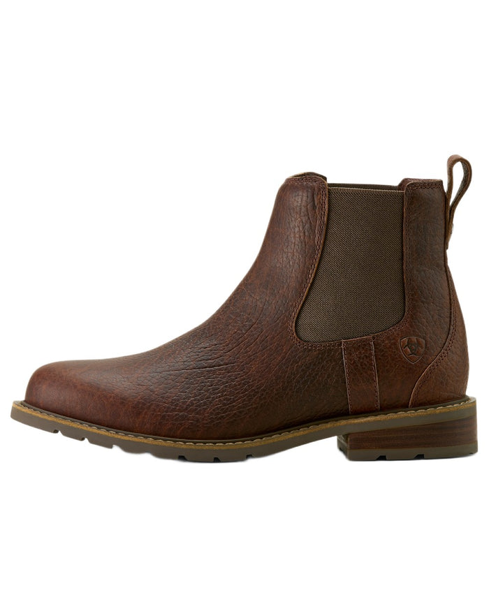 Cognac Bison coloured Ariat Mens Wexford Bison Chelsea Boots on white background #colour_cognac-bison