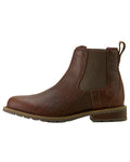 Cognac Bison coloured Ariat Mens Wexford Bison Chelsea Boots on white background #colour_cognac-bison