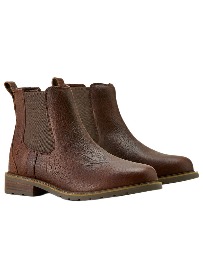 Cognac Bison coloured Ariat Mens Wexford Bison Chelsea Boots on white background #colour_cognac-bison