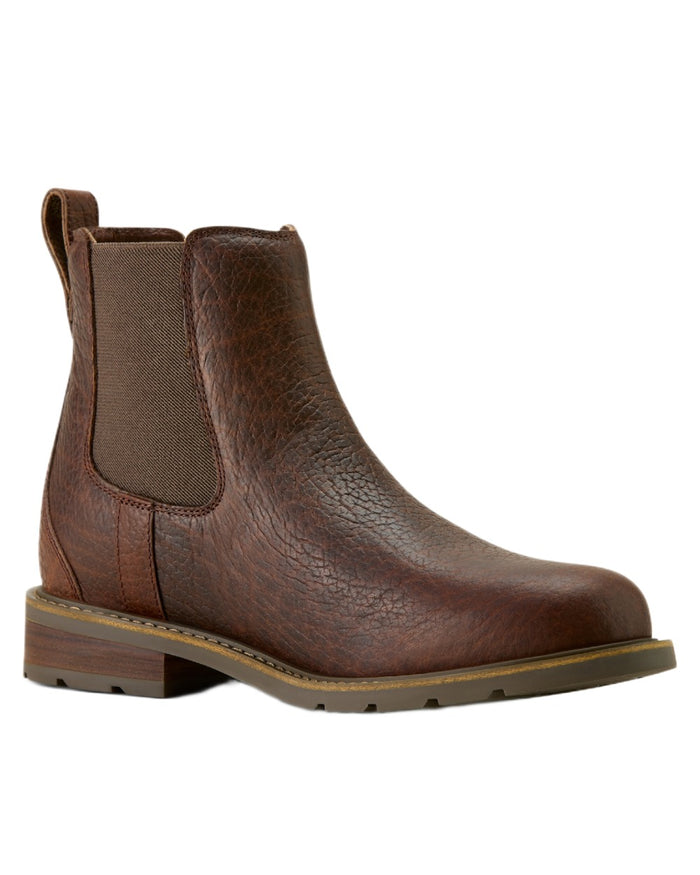 Cognac Bison coloured Ariat Mens Wexford Bison Chelsea Boots on white background #colour_cognac-bison