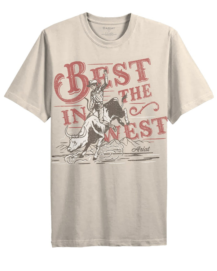 French Oak coloured Ariat Womens Bull Rider Arched T-Shirt on white background #colour_french-oak