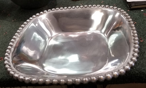 Beaded Rim Square Cast Aluminum Bowl