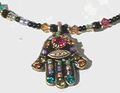 Black And Crystal Hamsa Pendant