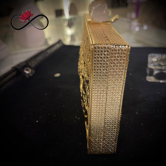 Blaze Mother of Pearl Handcrafted Brass Clutch