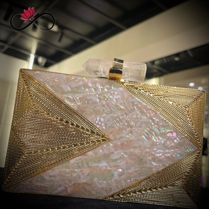 Blaze Mother of Pearl Handcrafted Brass Clutch