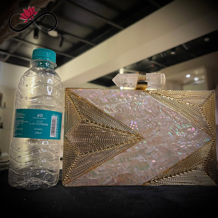 Blaze Mother of Pearl Handcrafted Brass Clutch