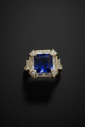 Blue Square-Cut Royal Designer Ring