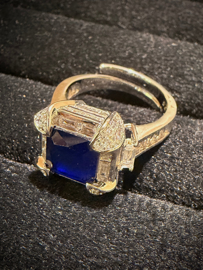 Blue Square-Cut Royal Designer Ring