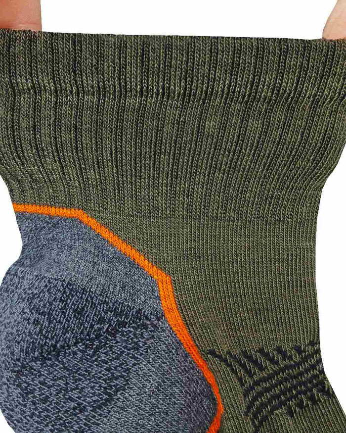 Khaki Grey Oat coloured Bramble Mens Tipping Lowcut Socks Triple Pack on white background #colour_khaki-grey-oat