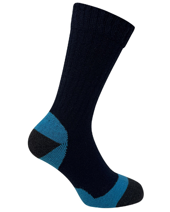 Navy Grey Mix coloured Bramble Mens Trekker Socks Triple Pack on white background #colour_navy-grey-mix