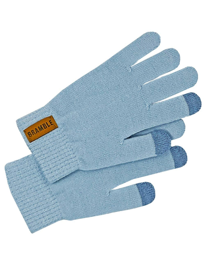 Sky Blue coloured Bramble Womens Three Piece Ribbed Hat Gloves Scarf Set on white background #colour_sky-blue