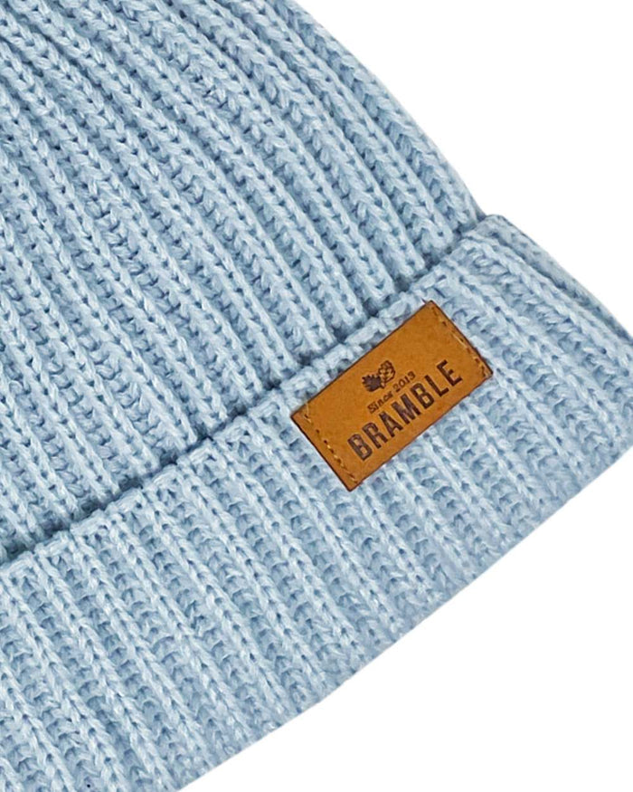 Sky Blue coloured Bramble Womens Three Piece Ribbed Hat Gloves Scarf Set on white background #colour_sky-blue