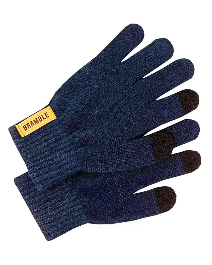 Navy coloured Bramble Womens Three Piece Ribbed Hat Gloves Scarf Set on white background #colour_navy