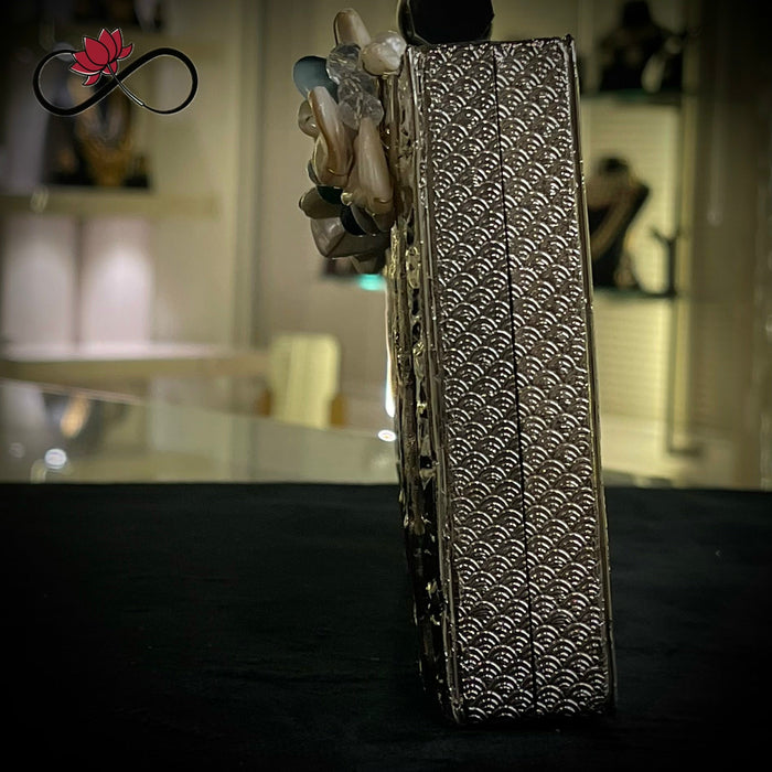 Celestial Pearl Silver Handcrafted Brass Clutch