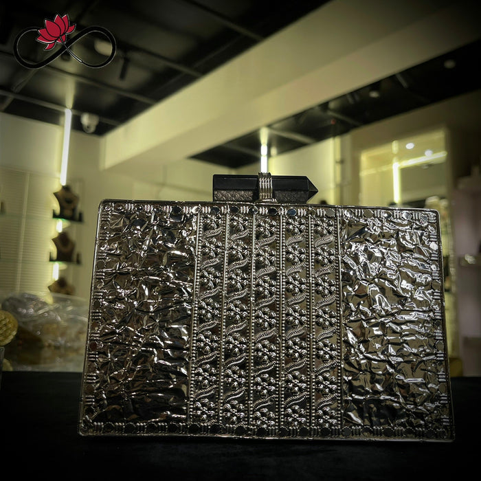Celestial Pearl Silver Handcrafted Brass Clutch