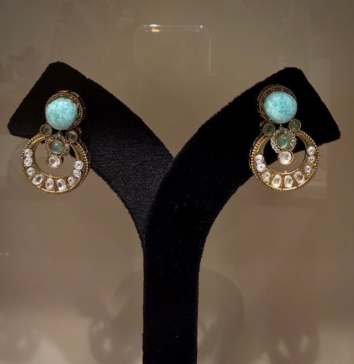 Chandbali Turquoise Polki Choker Set