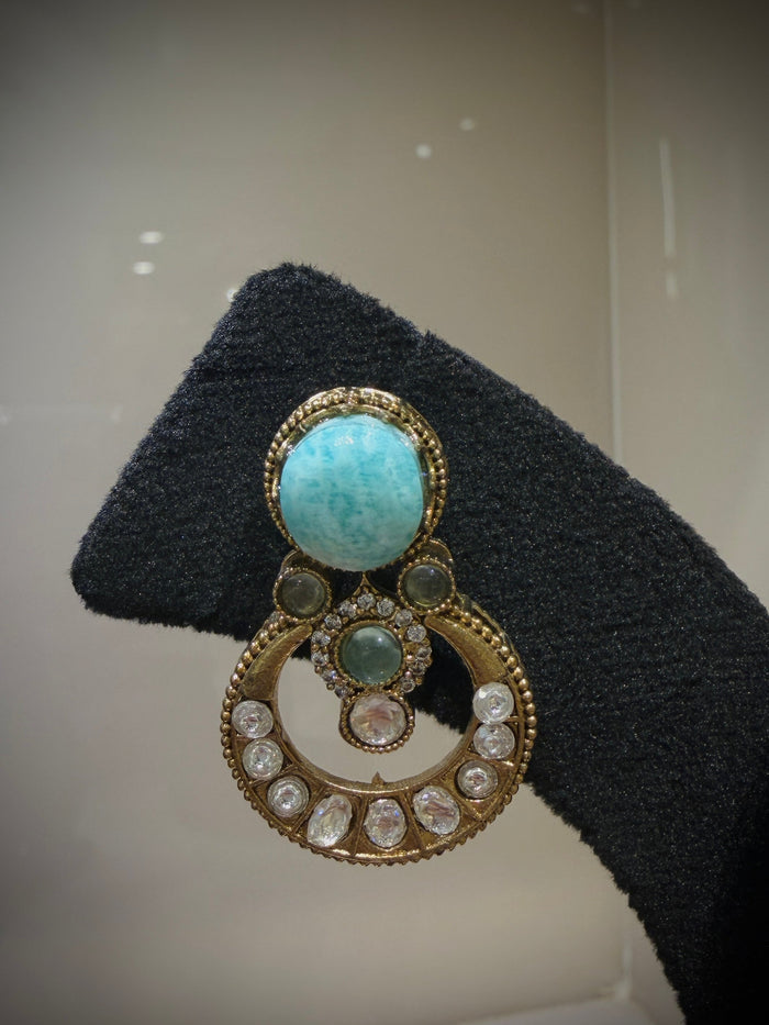 Chandbali Turquoise Polki Choker Set