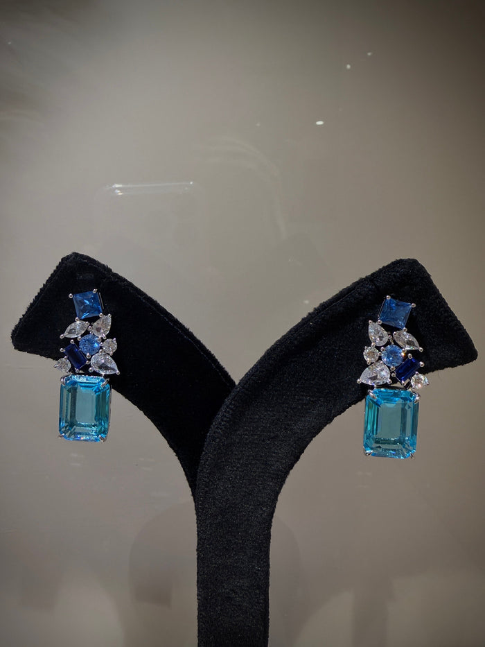 Classic Aqua Blue Crystal Necklace Set