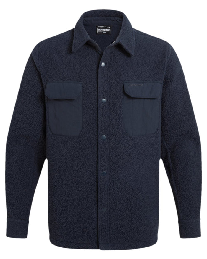 Blue Navy Coloured Craghoppers Mens Blencathra Overshirt on white background #colour_blue-navy