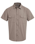 Pebble coloured Craghoppers Mens Kiwi II Short Sleeved Shirt on white background #colour_pebble