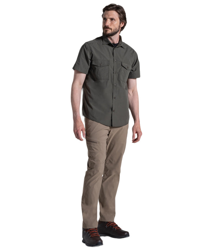 Cedar coloured Craghoppers Mens Kiwi II Short Sleeved Shirt on white background #colour_cedar