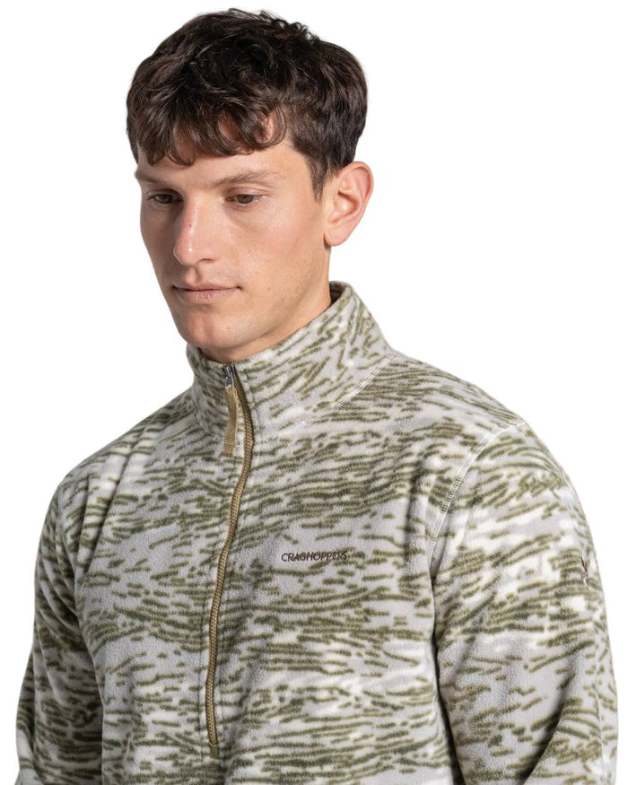 Cardamon Print coloured Craghoppers Mens National Trust Irt Half Zip Fleece on white background #colour_cardamon-print