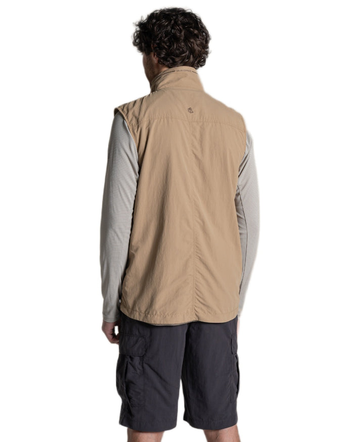 Earthenware coloured Craghoppers Mens NosiLife Adventure Gilet V on white background #colour_earthenware