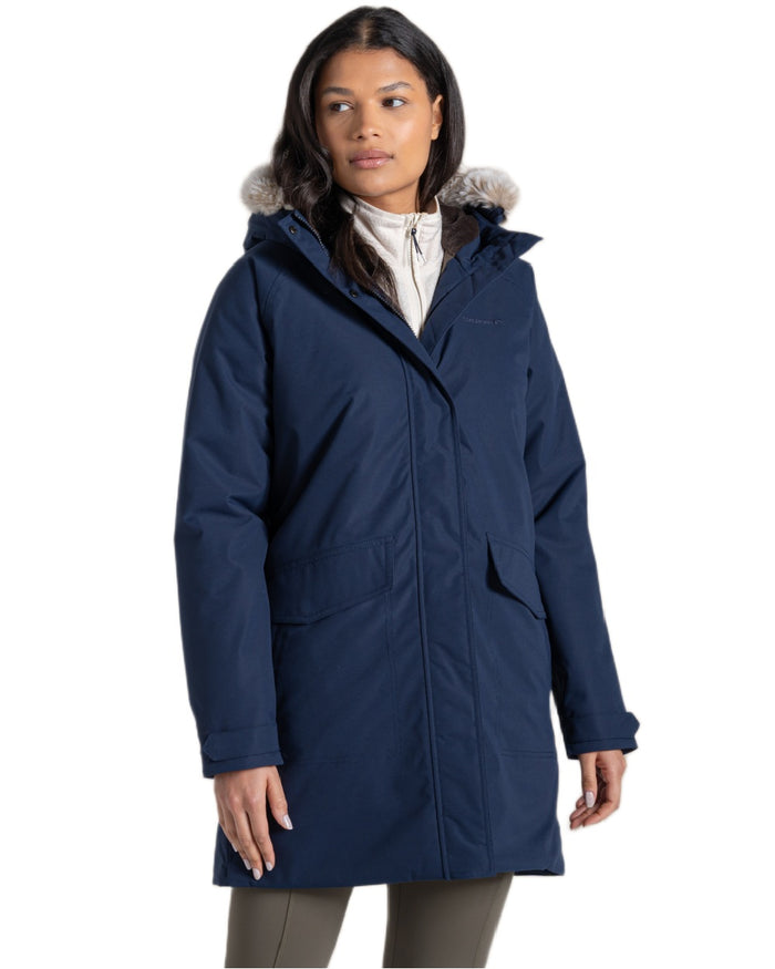 Blue Navy Coloured Craghoppers Womens Sofia II Jacket on white background #colour_blue-navy