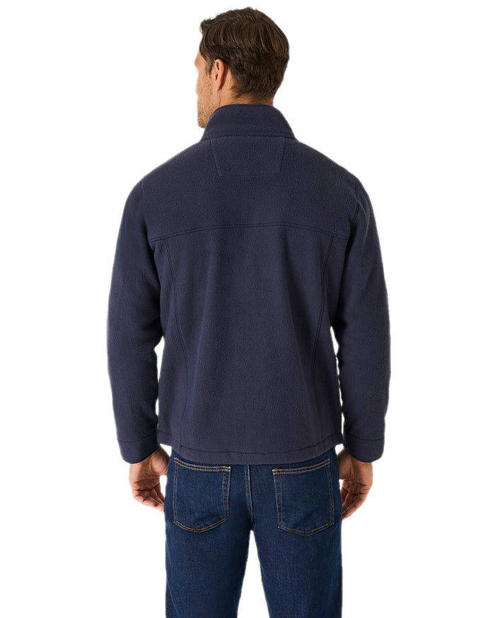 Heritage Dark Navy Coloured Crew Clothing Mens Aldringham Fleece Jacket on white background #colour_heritage-dark-navy
