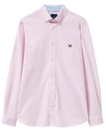 Heritage Classic Pink Heritage White Coloured Crew Clothing Mens Crew Slim Fit Oxford Shirt on white background #colour_heritage-classic-pink-heritage-white