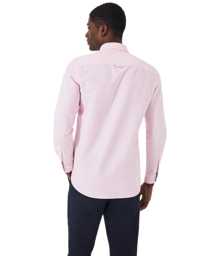 Heritage Classic Pink Heritage White Coloured Crew Clothing Mens Crew Slim Fit Oxford Shirt on white background #colour_heritage-classic-pink-heritage-white