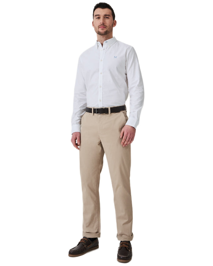 Heritage White Coloured Crew Clothing Mens Crew Slim Fit Oxford Shirt on white background #colour_heritage-white