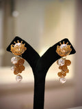 Crown Pearl Cluster Dangle Earrings Set