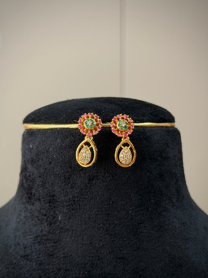 CZ Teardrop Short Necklace Set A106
