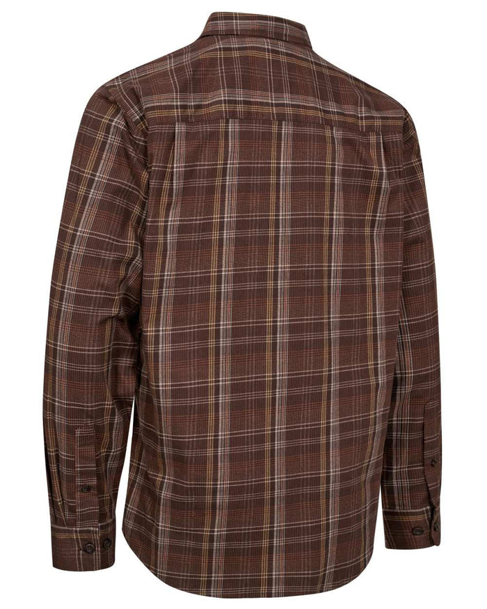 Brown Check coloured Deerhunter Mens Ashton Shirt on white background #colour_brown-check