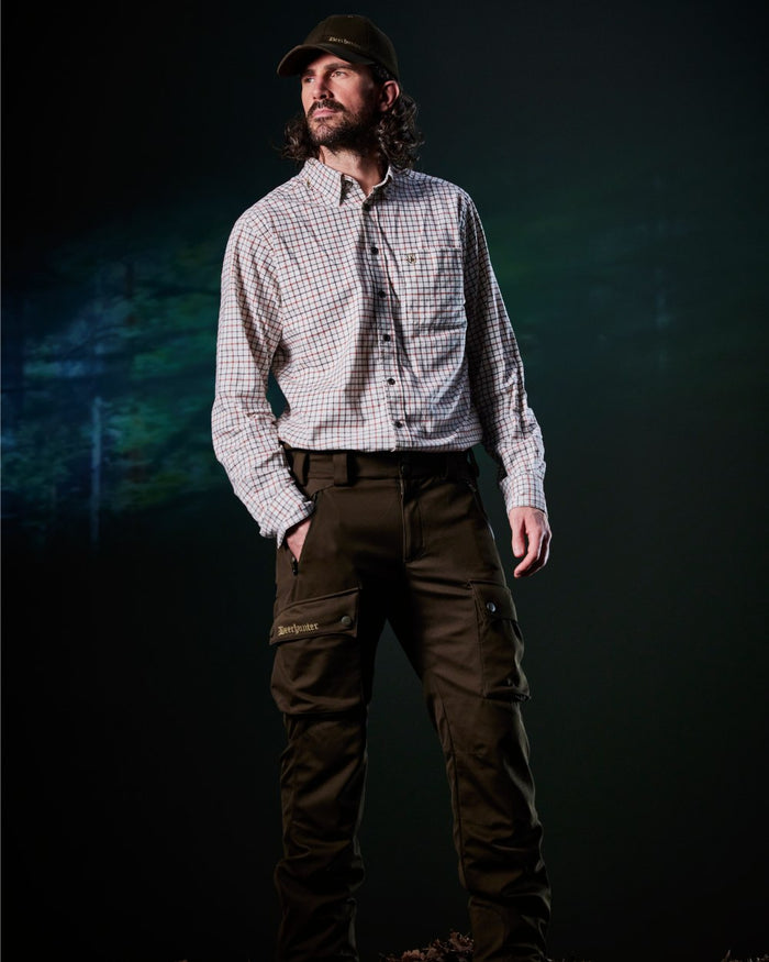 Orange Check coloured Deerhunter Gavin Shirt on studio background #colour_orange-check