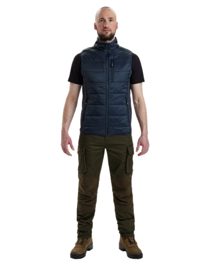 Dark Blue Coloured Deerhunter Heat Padded Waistcoat on white background #colour_dark-blue
