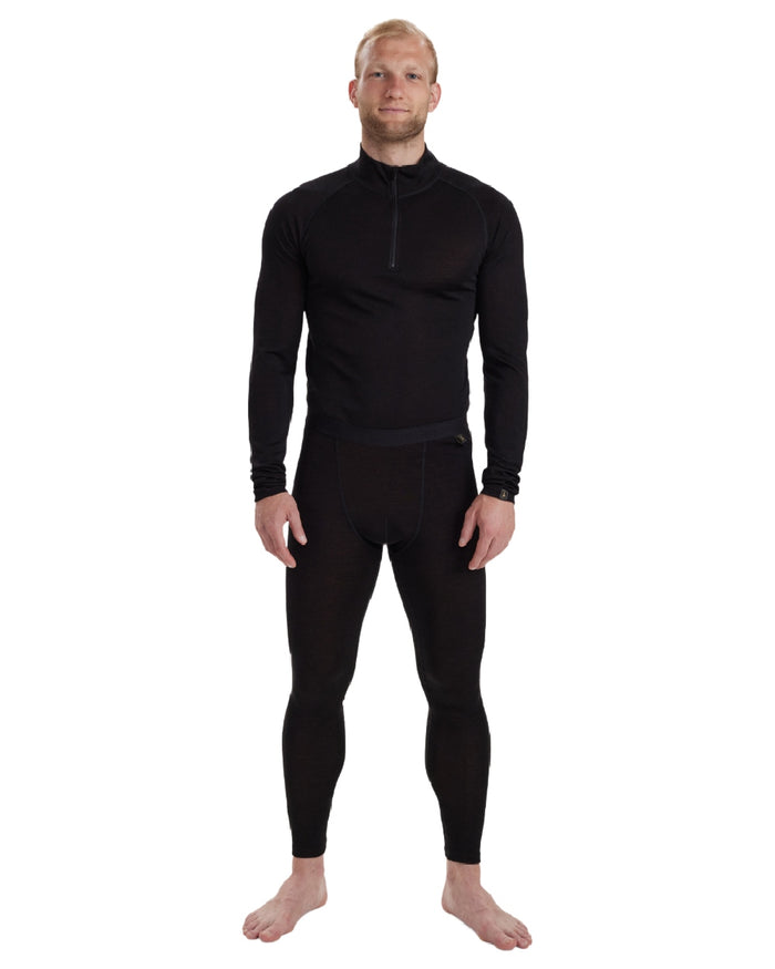Black Oak coloured Deerhunter Mens Quinn Merino Long Johns on white background #colour_black-oak