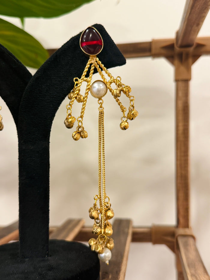 Designer Oval Gungroo Kashmiri Earrings Set