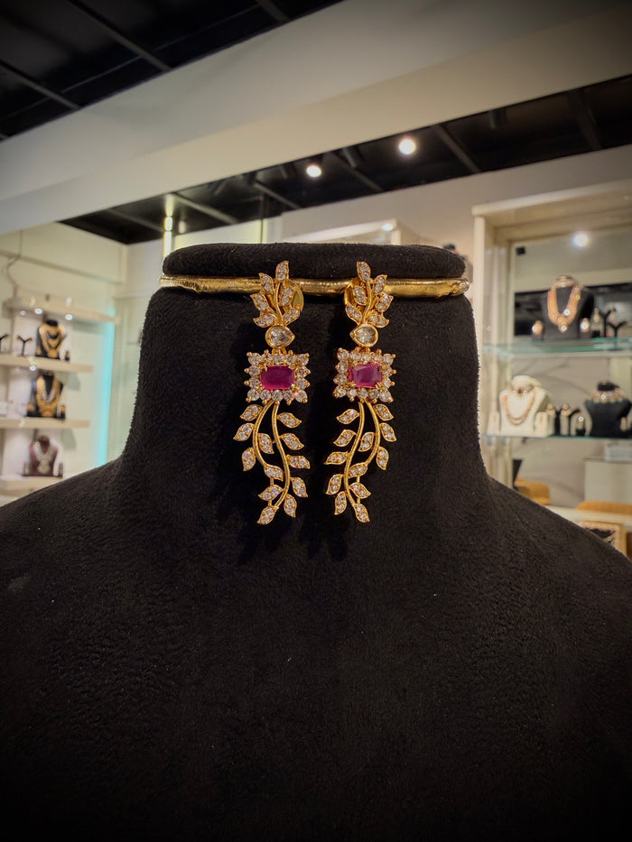 Designer Stone Leaf Necklace Set