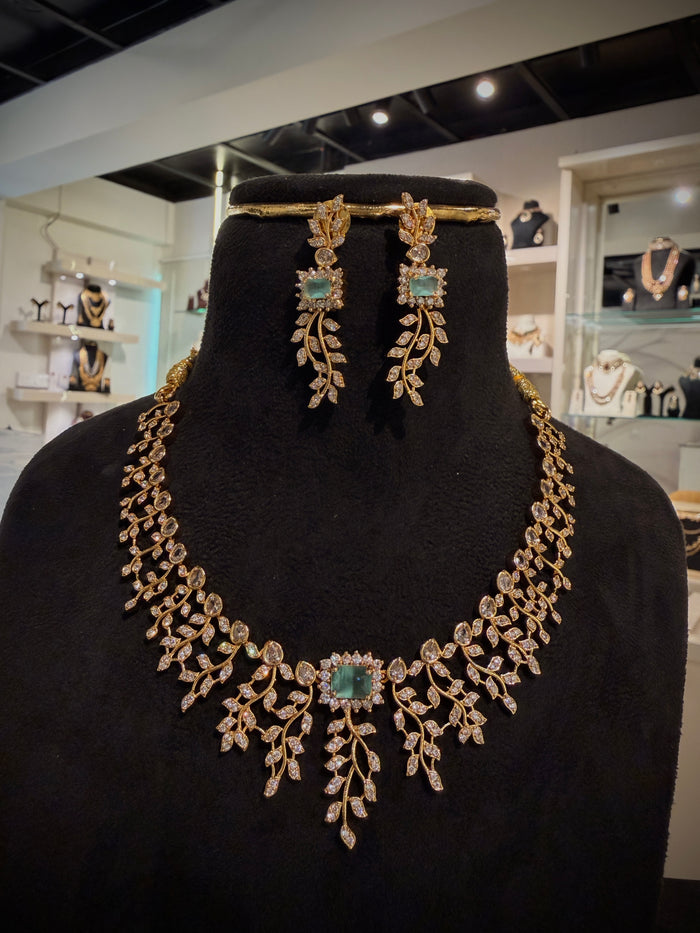 Designer Stone Leaf Necklace Set